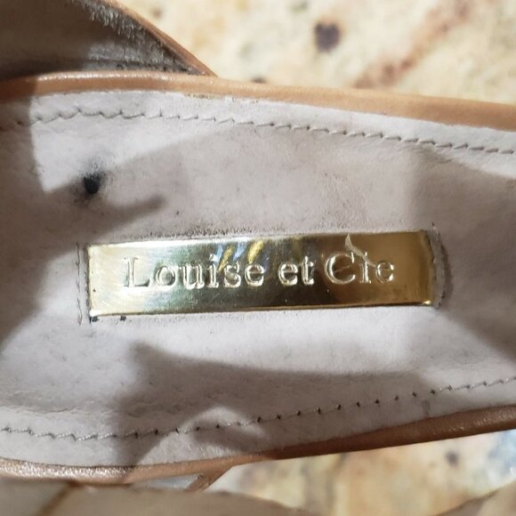 Louise et Cie sz 9 B open toe weave leather, adjustable heels gold access - Picture 5 of 12